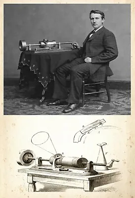 9615.Decoration Poster.Home Wall.Room Art Interior.Edison Early Phonograph Pic • $60