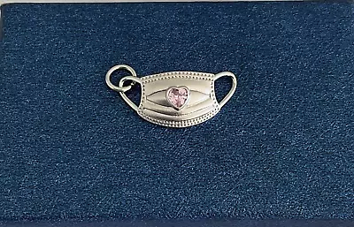 Medical Surgical Mask Charm Or Pendant With Pink Heart CZ 925 Silver **No Chain* • $11