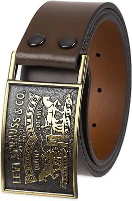 Levi's Men's 38MM Wide Plaque Bridle Leather Belt With Snap Closure Brown • $21.99