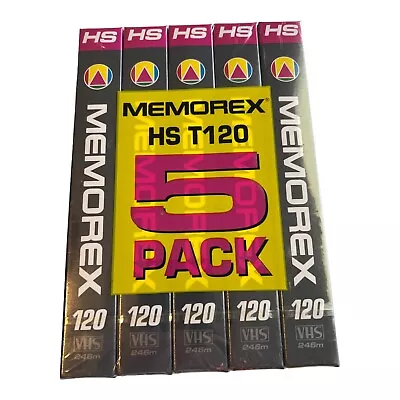 5 PACK MEMOREX HS T-120 Blank VHS Tapes Video Cassettes. New With Free Shipping. • $18.95