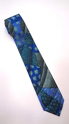 DINO BALDINI Ungaro 100% Silk Necktie Vintage Designer Abstract FLORAL Blue EUC • $9.35