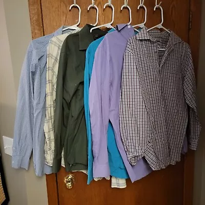 Lot Of 13 Mens Large Button Front 6 Long Sleeve Dress Shirts And 7 Short Sleeve • $29