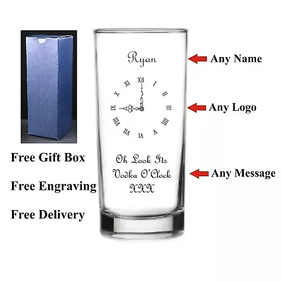 £10.99 • Buy Personalised Hi Ball Glass, Vodka O'clock Glass Birthday Day Gift 18th 21st 30th