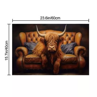 Highland Cow On Sofa Funny Canvas Print Picture Poster UNFRAMED Wall Art Large • £22