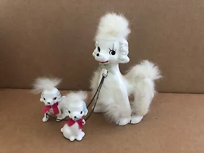 Vintage CERAMIC Mini Miniature DOG & PUPPIES Japan Whiter Fur Bows Chain • $29.99