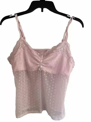 Vintage Y2K Lace Coquette Lace Camisole Pink • $14.94