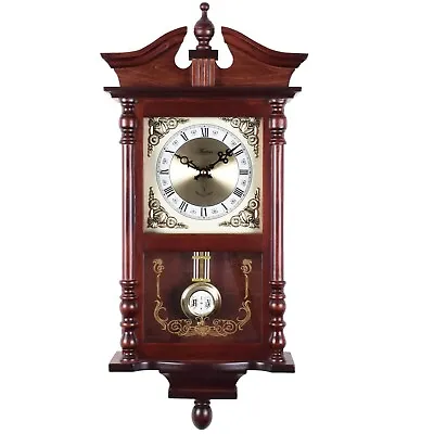 Acctim Wood Radio Controlled Pendulum Chiming Wall Clock 76066 - SCRUFFY BOX • £149.99