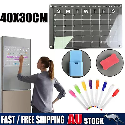 Large Magnetic Fridge Whiteboard Weekly Calendar Planner Acrylic Board + Pens AU • $5.75