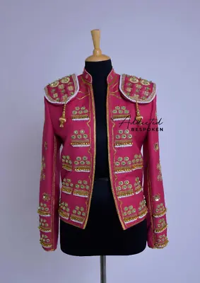 Men's Fuchsia Matador Jacket For Stone Victorian Style Bridesmaid Wedding Outfit • $1299.99