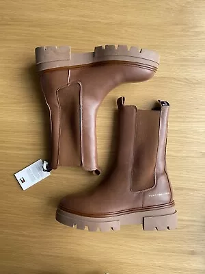 Tommy Hilfiger Monochromatic Chelsea Boot Tan Brown UK4 EU37 US6.5w • £60