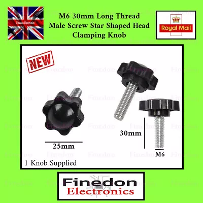 £3.48 • Buy M6 30mm Thread Male Star Screw Shaped Fixing Clamping Thumb Knob Bolt UK Seller