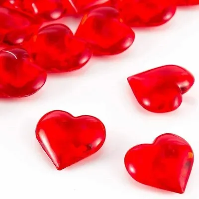 Valentines Red Acrylic Heart Crystals Gems Dinner Table Confetti Decoration • £2.99