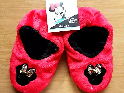 Disney Mickey Mouse Girls Kids Non-Slip Cosy Slippers Age 2-3 Years • £3.95