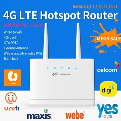 300Mbps WiFi Unlocked 4G LTE Modem Router VPN Wireless Internet Router SIM Slot • $59.84