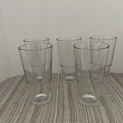 Libbey Duratuff Glassware Clear Heavy Vintage 6 3/4  Set Of 5 Line 20 Oz • $31.11