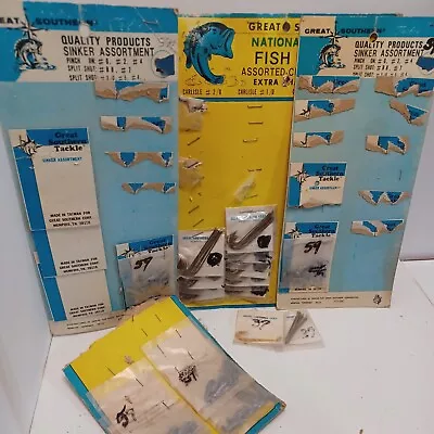 Vintage NIP Great Southern Fishing Hooks Sinkers On Display Cards NOS Memphis TN • $12.90