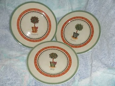 3 Villeroy & Boch Festive Memories Topiary Plates Mistletoe Holly Cranberry EC • $34.99