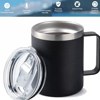 Stainless Steel Wine Tumbler With Lid Thermos Cup Coffee Mug Insulated Cup 14oz • $18.89