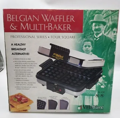 Vintage 4-Square Belgian Waffle Maker Multi-Baker Stainless Steel VillaWare V615 • $64