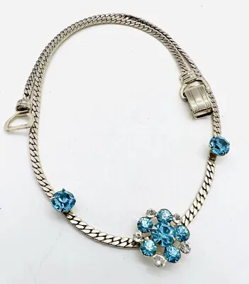 $29.50 • Buy CORO Pegasus Aquamarine & Clear Rhinestone Necklace Signed Vintage Jewelry