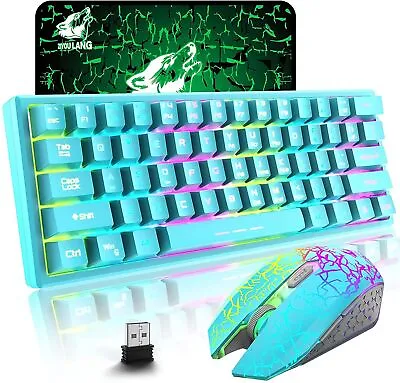 $14.39 • Buy 60% Wireless Gaming Keyboard And Rainbow LED Backlight RGB Mute Mice Combo