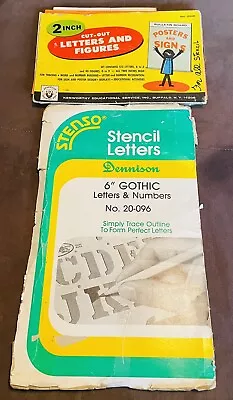 Vintage Dennison Stenso Stencil Letters 6  & 2” Gothic Letters Numbers Lot Of 2 • $8.48