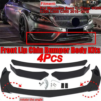 Glossy Black Front Splitter Bumper Lip Spoiler For Mercedes Benz W205 W204 C250 • $59.08