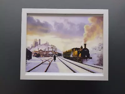 Malcolm Root Steam Train Print 'Winter At Corfe Castle'  FRAMED • £22