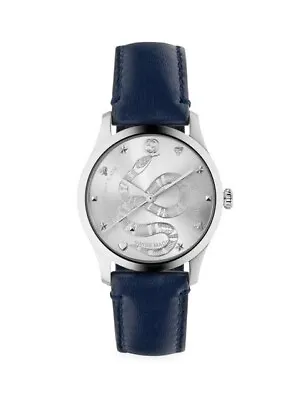 $1049 • Buy Gucci Unisex G-timeless King Snake Leather Strap Stainless Steel Watch