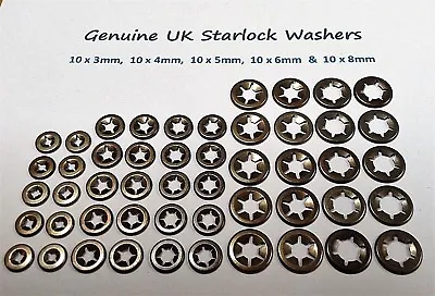 £4.99 • Buy Starlock Washers Assorted Grab Speed Retaining Clips 10X 3,4,5,6&8mm 50 PCE