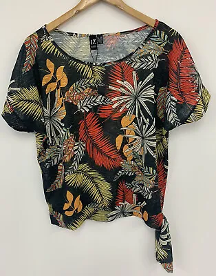£1.99 • Buy Izabel London Tropical Print Tie Detail Relaxed T-Shirt Multi Size 10/12 NEW