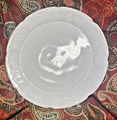 Vintage Milk Glass Round Large Platter Grape & Leaf Design 14  • $24.95