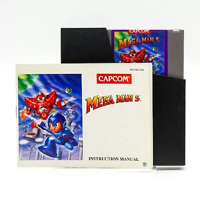 Nintendo NES Mega Man 5 Video Game & Manual Rockman Light Protoman Capcom 1994 • $239.95