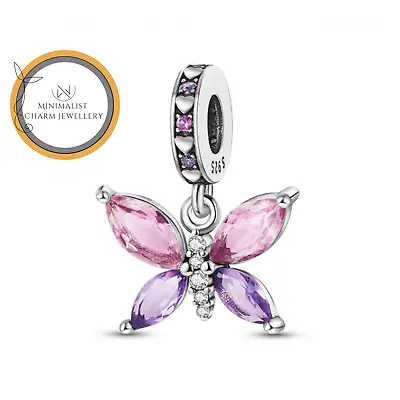 Murano Glass Butterfly Charm Murano Glass Charm Silver Charm Women Gift Charm • $27.89