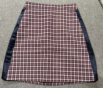 £10 • Buy Burberry Skirt Size 2 Burgundy Check Blue Satin Side