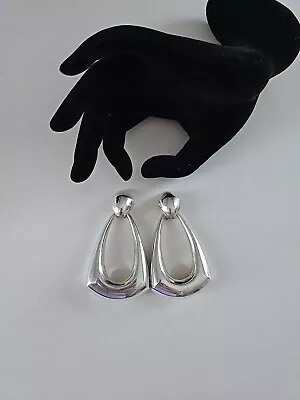 Vintage Jondell Spain  MAYA  Sterling Large 3  Hoop 2 Way Earrings 32 Gms • $129.99