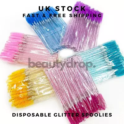 Disposable Eyelash Spoolie Brushes Mascara Wands Lash Extensions Make Up Hygiene • £0.99