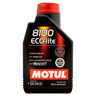 £14.95 • Buy Motul 8100 ECO-Lite 0w-20 0w20 Fully Synthetic Car Engine Oil 1 Litre 1L