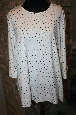 J. Jill Wearever Collection Womens Cream Black Polka Dot 3/4 Sleeve Top SZ XL • $24.99