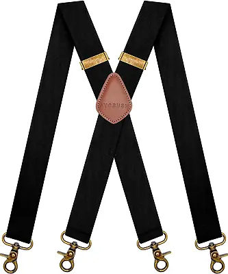AYOSUSH Vintage Suspenders For Men Heavy Duty 4 Snap Hooks For Belt Loops Adjust • $22.89