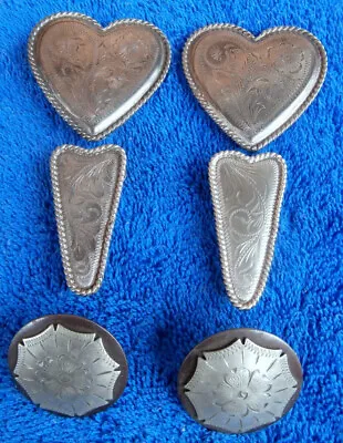 6 Pieces Of Alpaca/German Silver Ear Pieces Heart Conchos Iron Loop Back Conchos • $69
