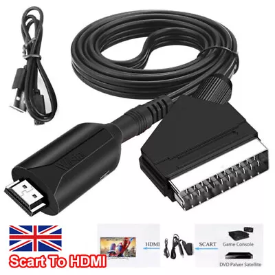 Portable Scart To HDMI Converter With Cable Video Audio Adapter For HD TV • £7.99