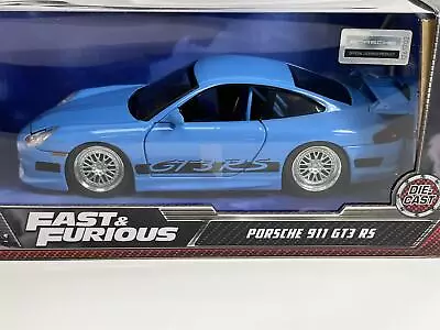 Fast And Furious Brians Porsche 911 GT3 RS Blue 1:24 Scale Jada 253203080 • £29.99