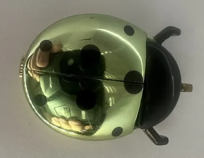 Jufrex Vtg Swiss 1960s Green Lady Bug Working 17 Jewel Aluminum Pendant Watch A • $39.99