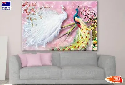 Colorful Peacock Couple 3D Painting Canvas Collection Home Decor Wall Print Art • $17.74