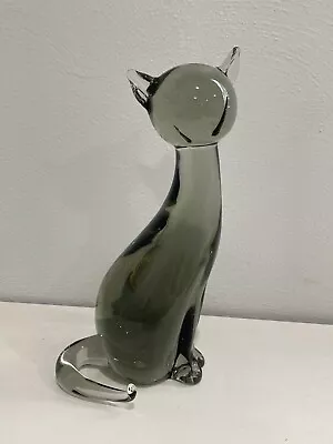 Murano Art Glass Smoky Color Cat Figurine / Statue • $375