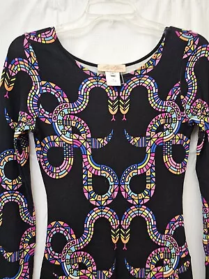 Mara Hoffman Dress Long Sleeve Neon Black Snakes A Line Women's XS NWOT • $58