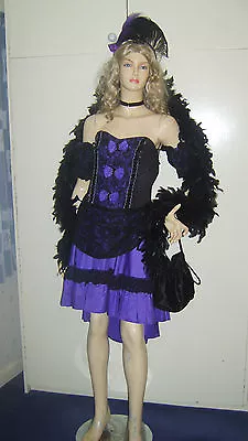 Ladies Saloon Girl Can Can Burlesque Western Purple Fancy Dress Costume 12-14 • £24.99