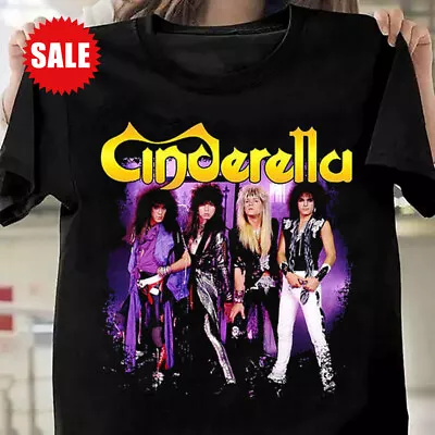 Vintage Cinderella Band Members Black T-shirt BH790430 • $18.99