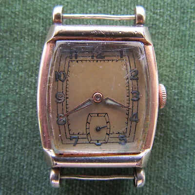 Art Deco 1930's Mens Cyma Rolled Gold Elongated Face Wristwatch - Not Working • $265